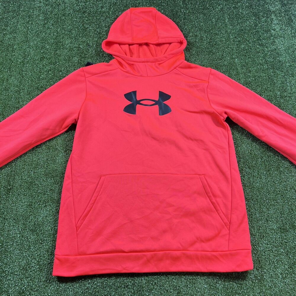 Preowned Under Armour Youth Size XL Red Long Sleeve Pullover Hoodie